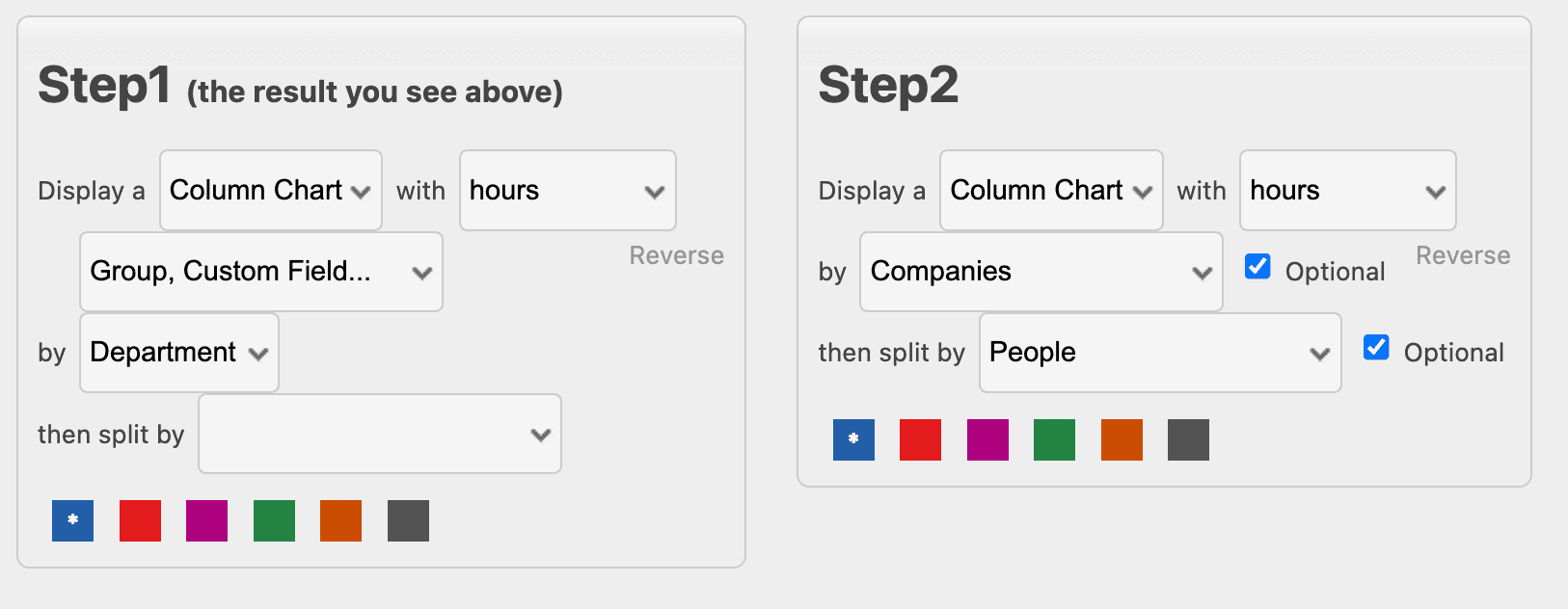 Configure report steps