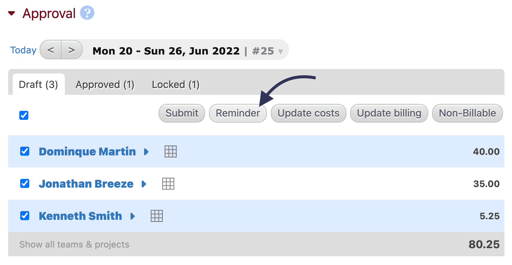 Reminders in approval module