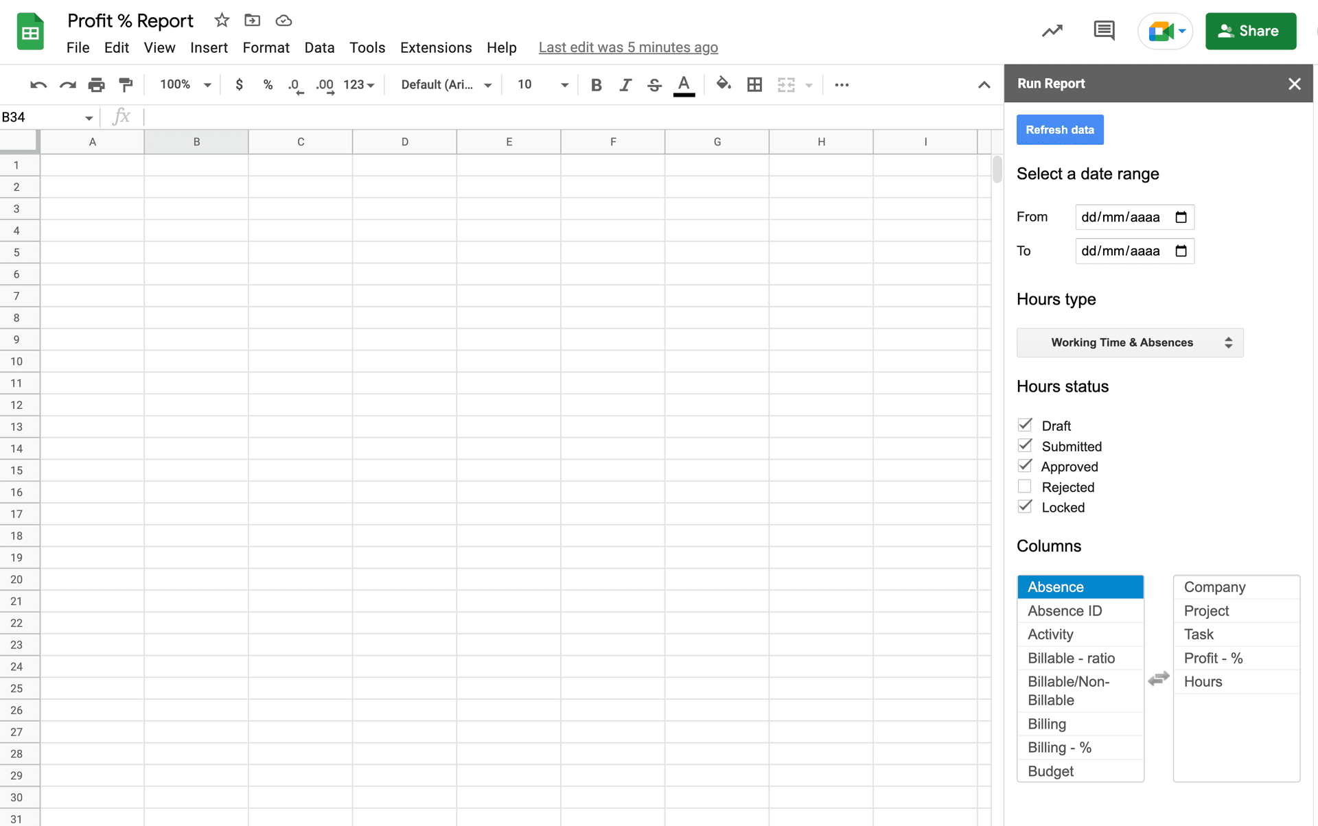 Google Sheets reports