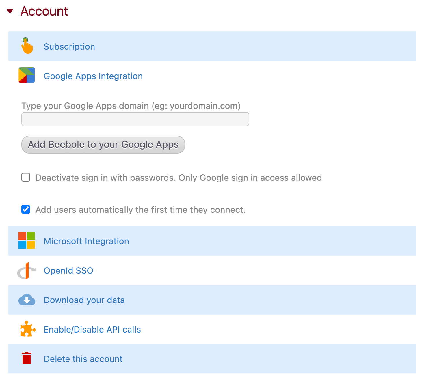 Google apps integration