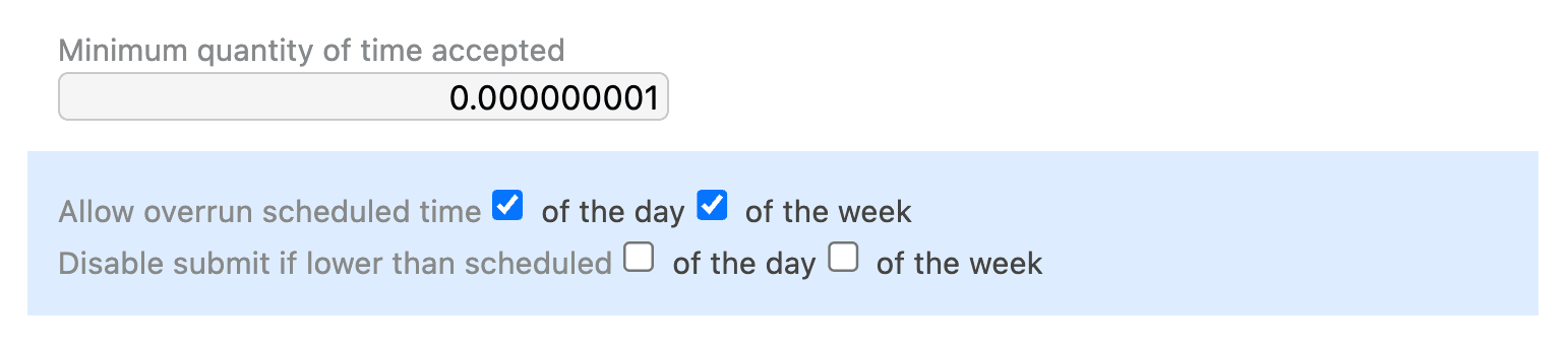 Configure whether employees can submit more or fewer hours than they are scheduled to work