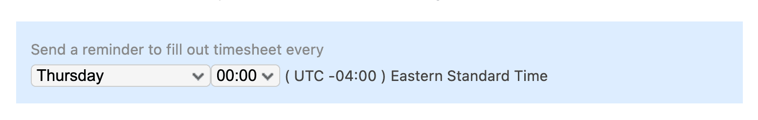 Configure automatic reminders to employees to submit their timesheets