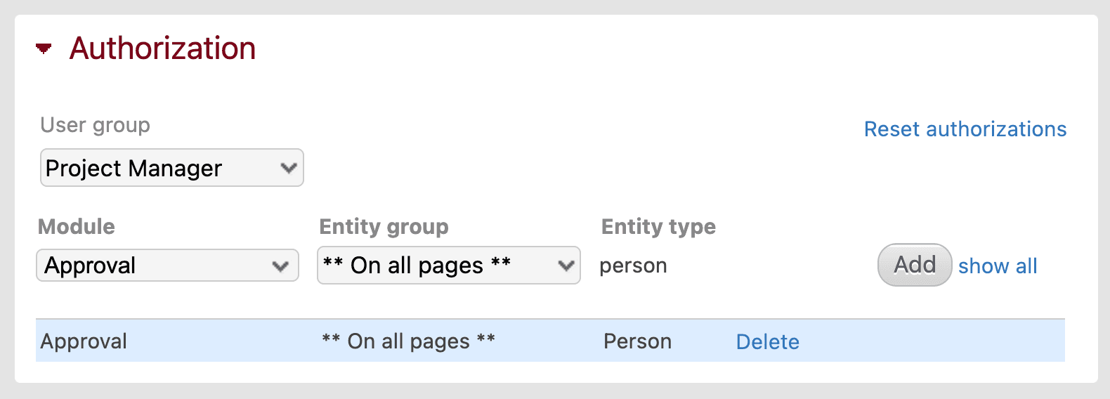 Permissions and authorizations