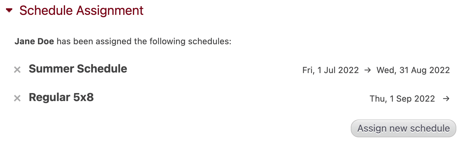 Assign work schedules to employees or groups