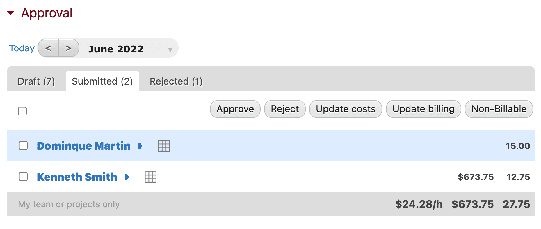 Update billing methods in approval module
