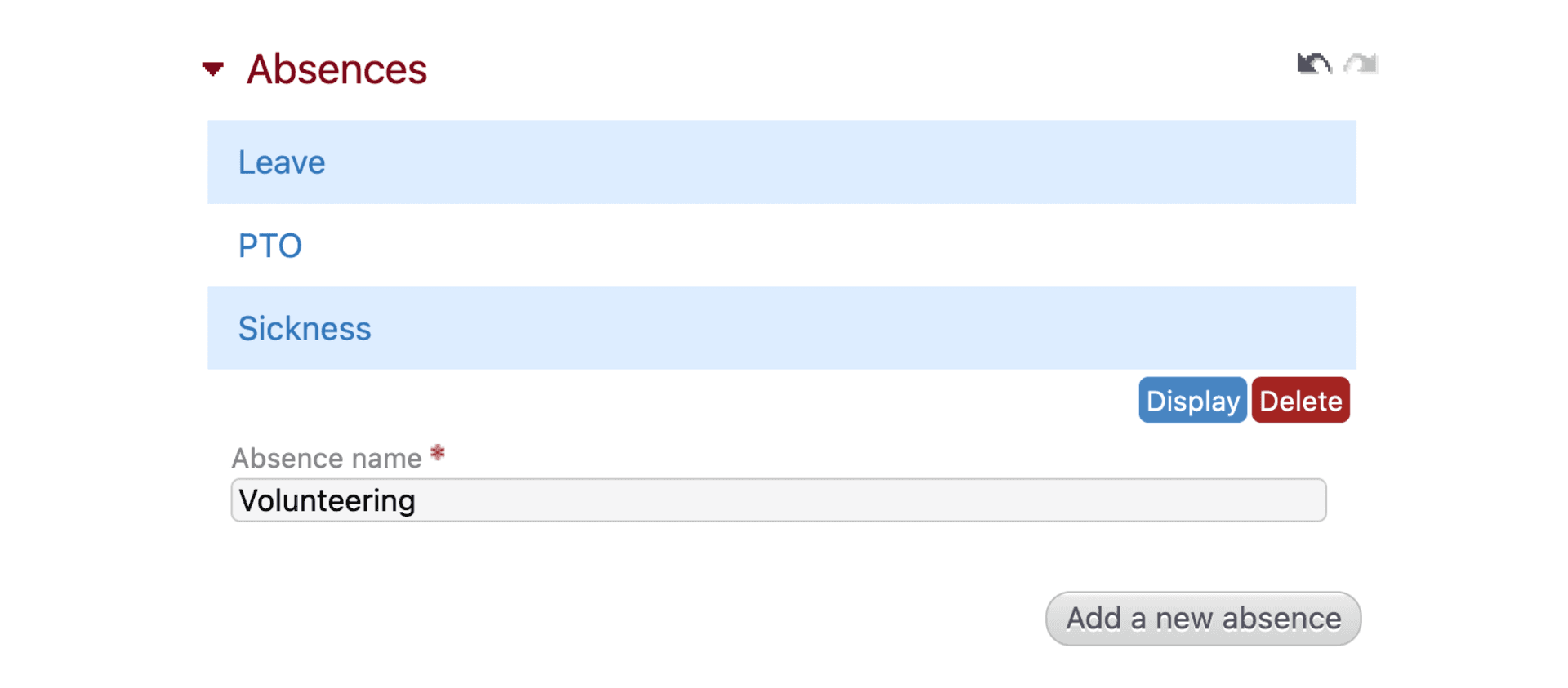 Create unlimited absence types for time off tracking in Beebole.