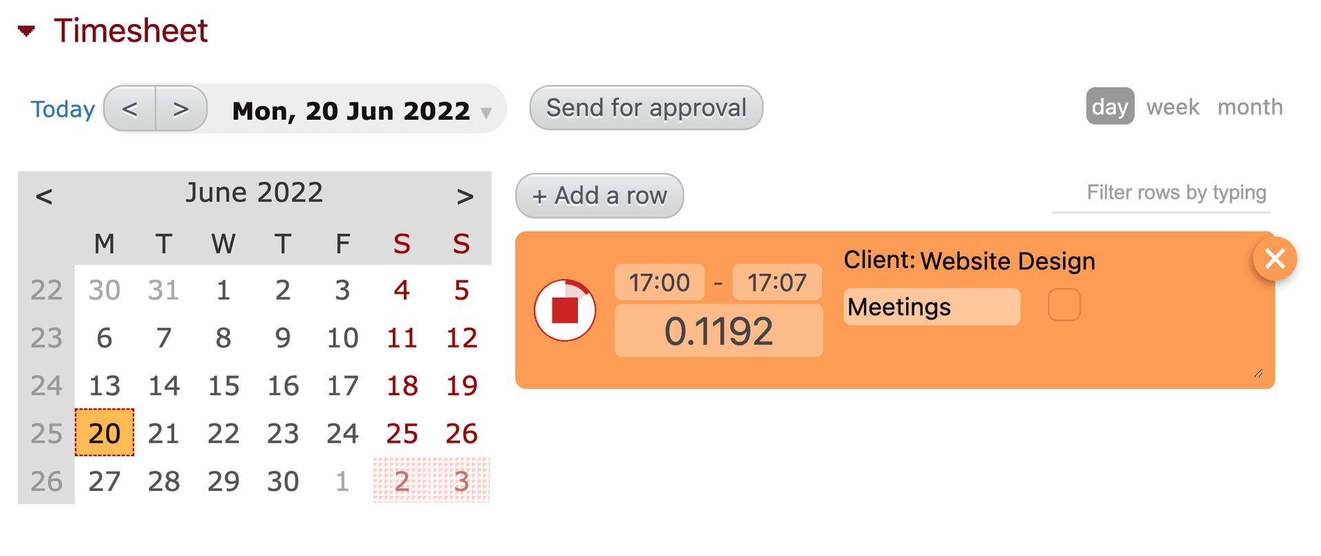Time tracking stopwatch