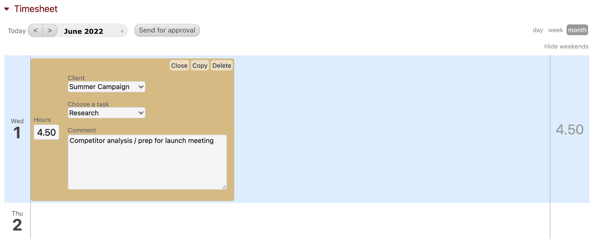 monthly project tracking