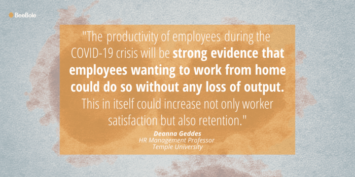 Expert Deanna Geddes gives her opinion on the effects of coronavirus on the future of the workplace