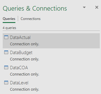 Query options for budget analysis in Microsoft Excel 1