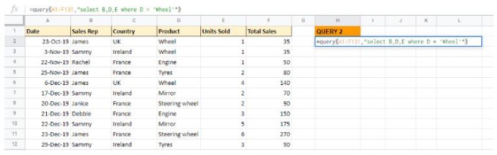 Retrieve any combination of columns in any order you like while using QUERY in Google Sheets