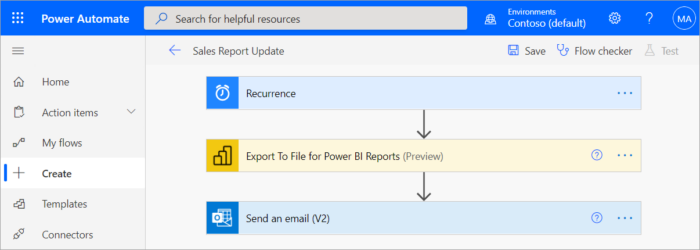 Power Automate allows you to easily set up flows from scratch.