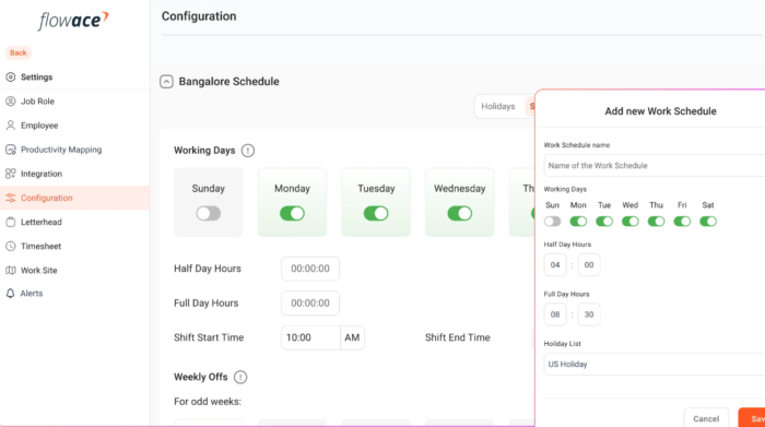 Flowace project time tracking offers the option to track billable and non-billable hours