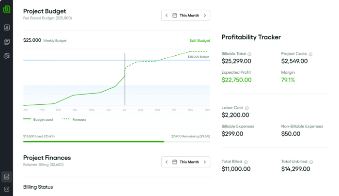Bonsai project time tracking with billable hour management capabilities