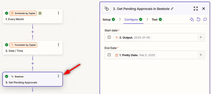 Adding parameters to the Zapier integration with Beebole that sends automatic reminders to managers who need to approve hours