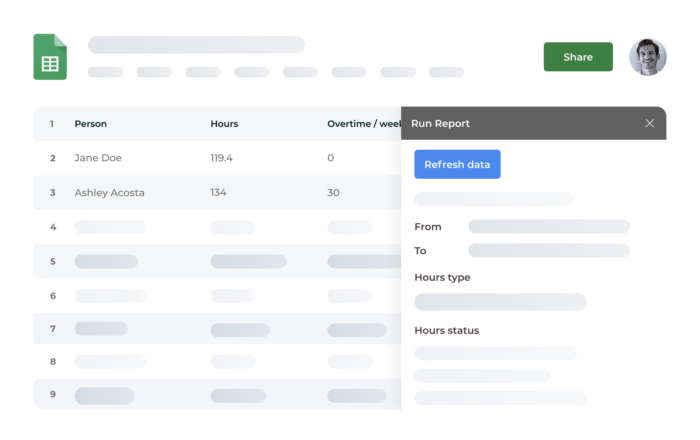 google sheets addon for beebole for better timesheet reports