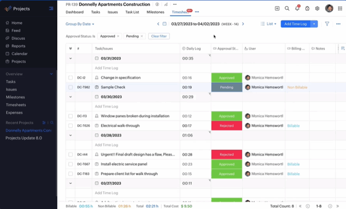 Screenshot of Zoho Projects
