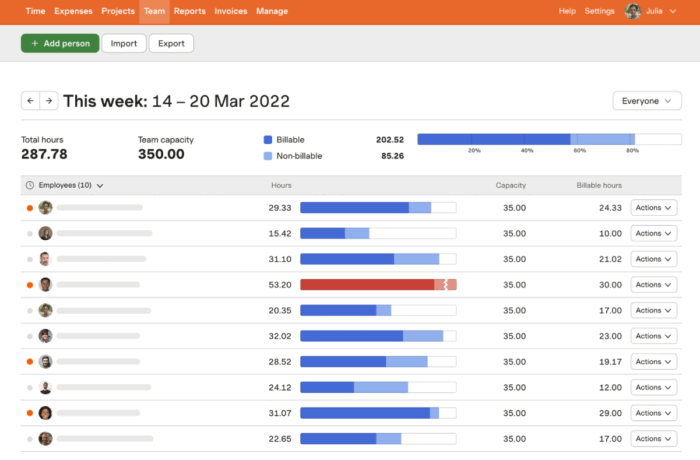 Screenshot of Harvest