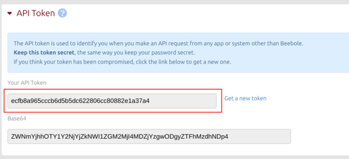 This is where you need to put your API token to connect your account to Google Sheets