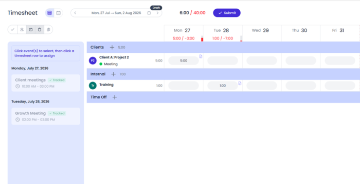 How to connect Google Calendar to your Beebole timesheet 6 Once calendar events from Google Calendar are imported into your timesheet, they'll have a Tracked tag on them on the calendar pane