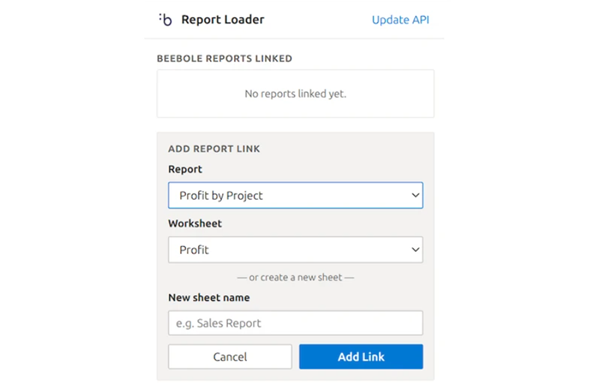 Beebole report loader with the Excel add-in for Beebole