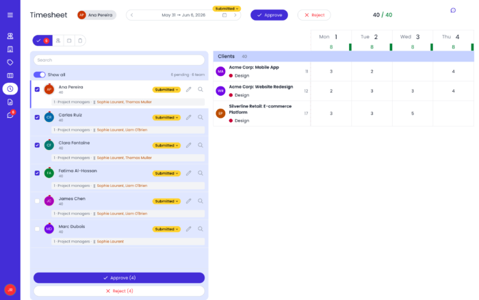 20 project time tracking tools for enhanced project financial management 4 A look at the timesheet approval process in Beebole
