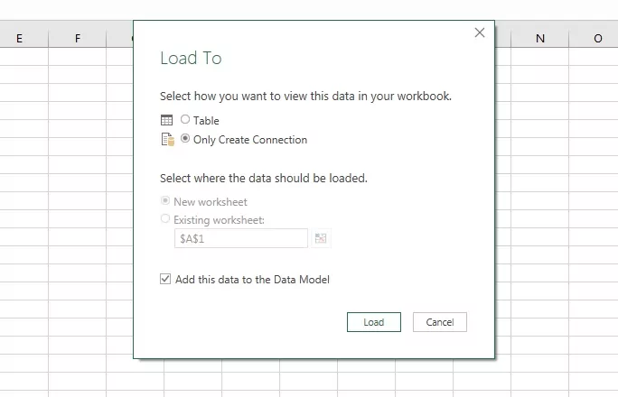 An important step in using Excel and Power Query to create a time tracking dashboard is to use the Load To option so Excel is aware of the data it needs to work with.