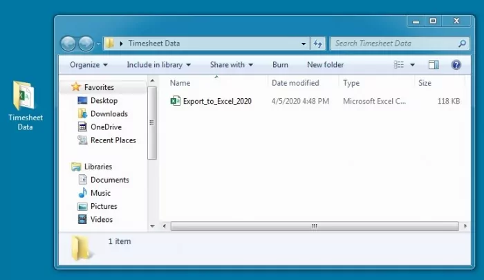 You'll create a folder (like the one seen here, called Timesheet Data), where you'll tell Excel to watch for all timekeeping data.