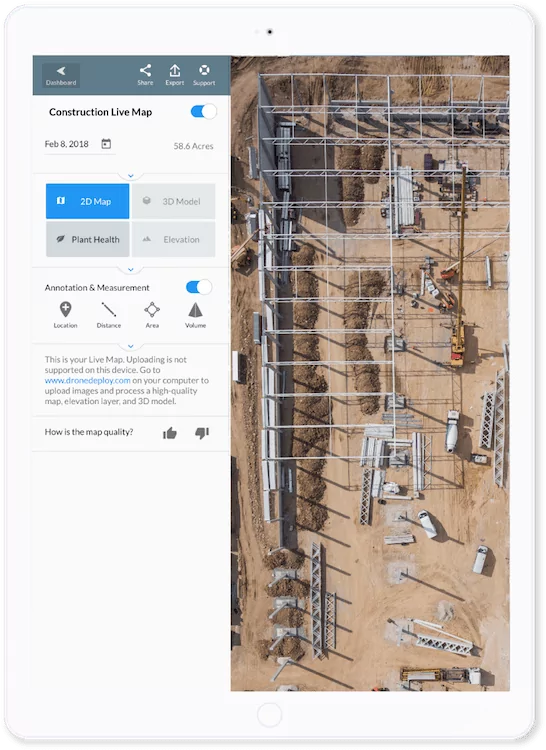 DroneDeploy is an app for construction workers that helps with aerial imaging and mapping.