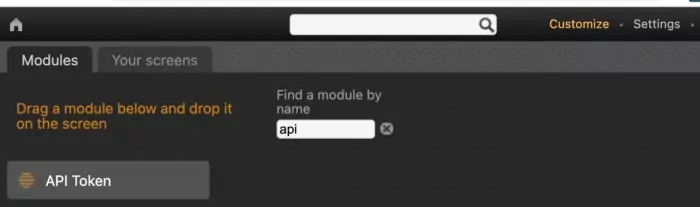 Type API in the search box in Beebole's dashboard to easily find the API Token.