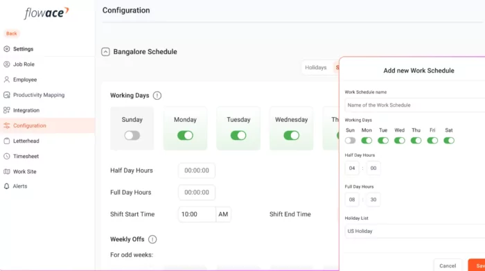 Flowace project time tracking offers the option to track billable and non-billable hours
