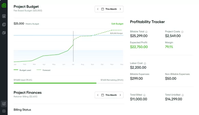 Bonsai project time tracking with billable hour management capabilities