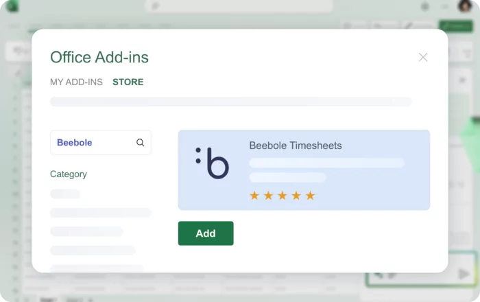 excel addin beebole integrations