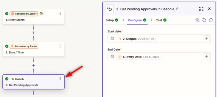 Adding parameters to the Zapier integration with Beebole that sends automatic reminders to managers who need to approve hours