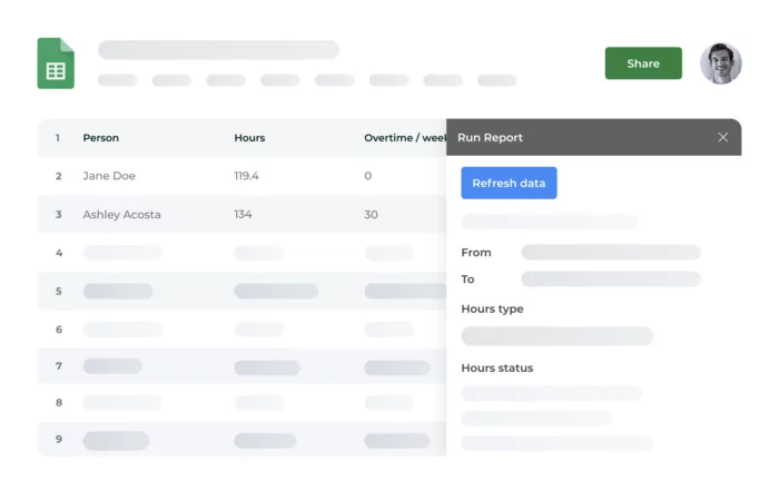 google sheets addon for beebole for better timesheet reports
