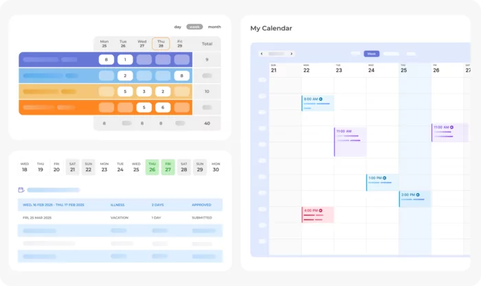 You can integrate Google Calendar with Beebole's custom module
