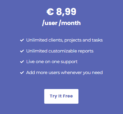 Beebole pricing is and 8.99€ per user per month ($9.99 USD)