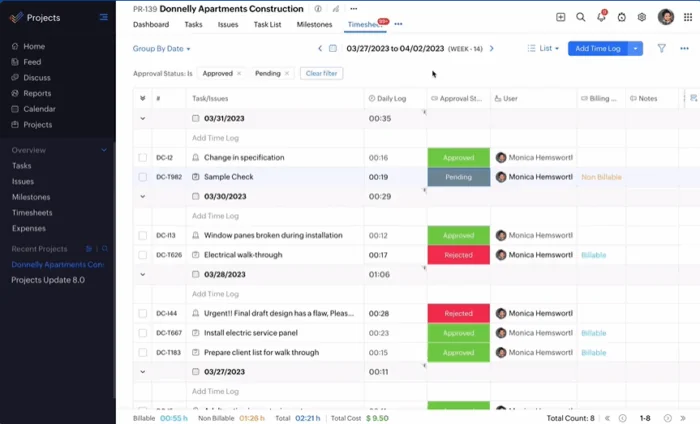 Screenshot of Zoho Projects