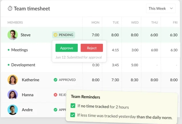 Top 11 best time tracking tools with automated timesheet approval workflows for managers 5 Screenshot of everhour